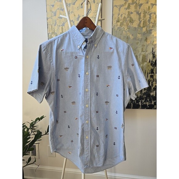 Polo Ralph Lauren All Over Print Cotton Mens Sz L Classic Fit Nautical Anchor - Picture 1 of 8